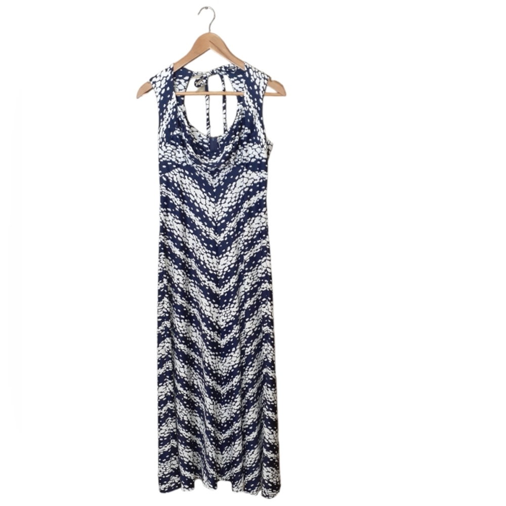 Vintage Styled by London Women's Maxi Dress Chevron Tie Halter